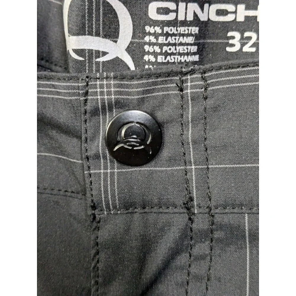 Cinch Shorts Mens 32 Golf Stretch Casual Black Plaid